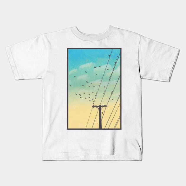 Birds on the Wires Kids T-Shirt by jangilbert23